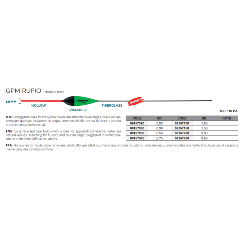 Maver - Flotteur carpodrome GPM RUFIO